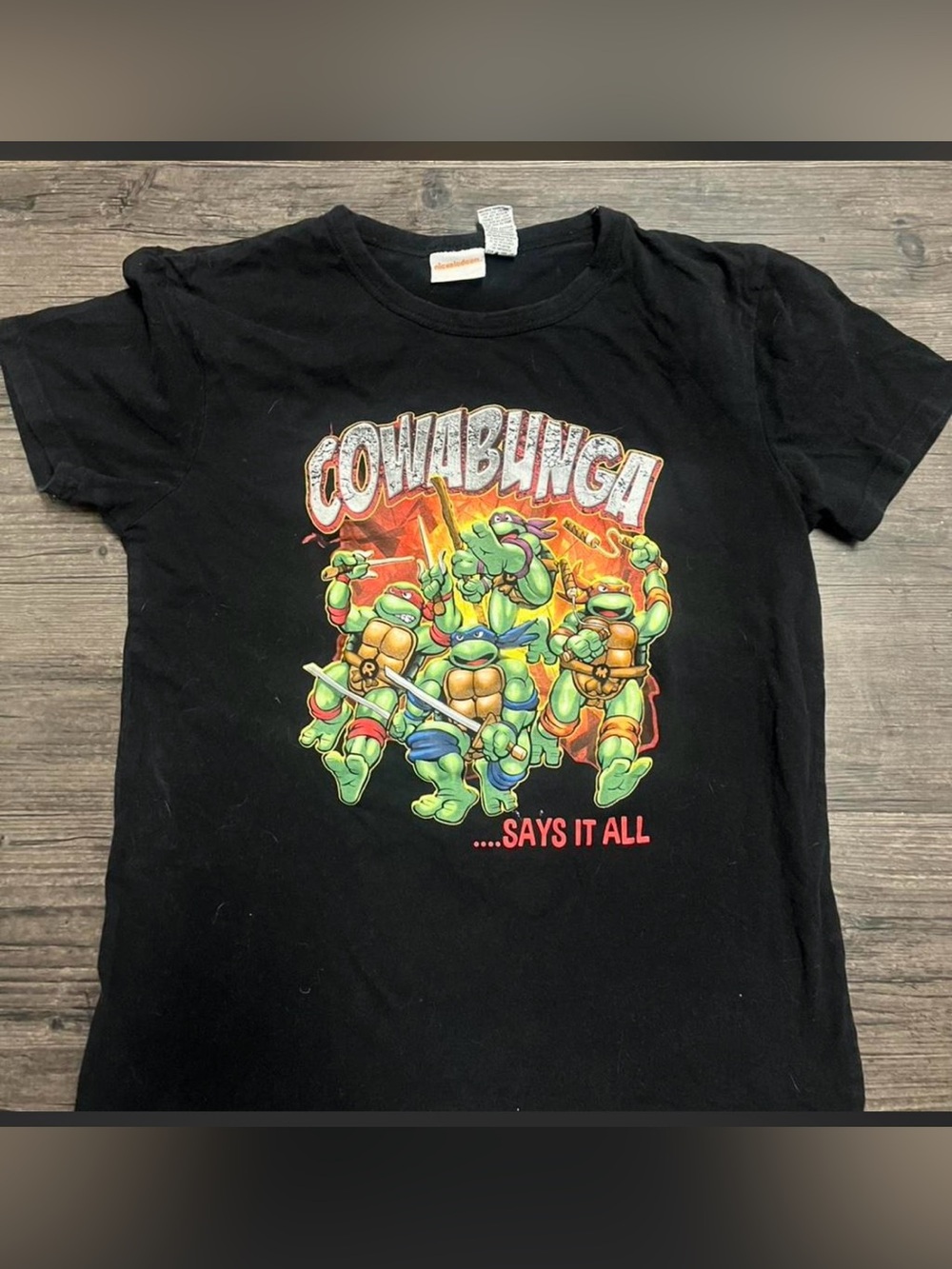 Women's Black Teenage Mutant Ninja Turtles TMNT Cowabunga t-shirt Size Large